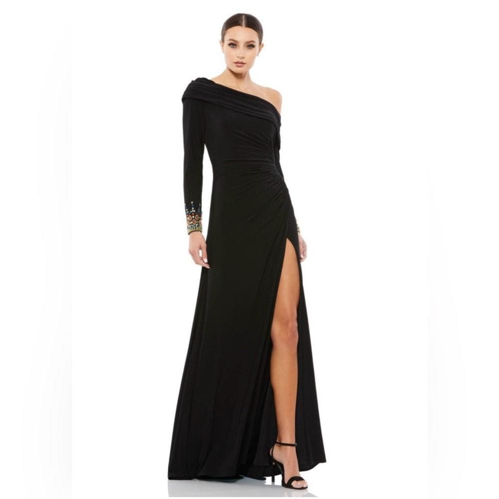 NWT- Elegant Black One-Shoulder Dress- Size 6